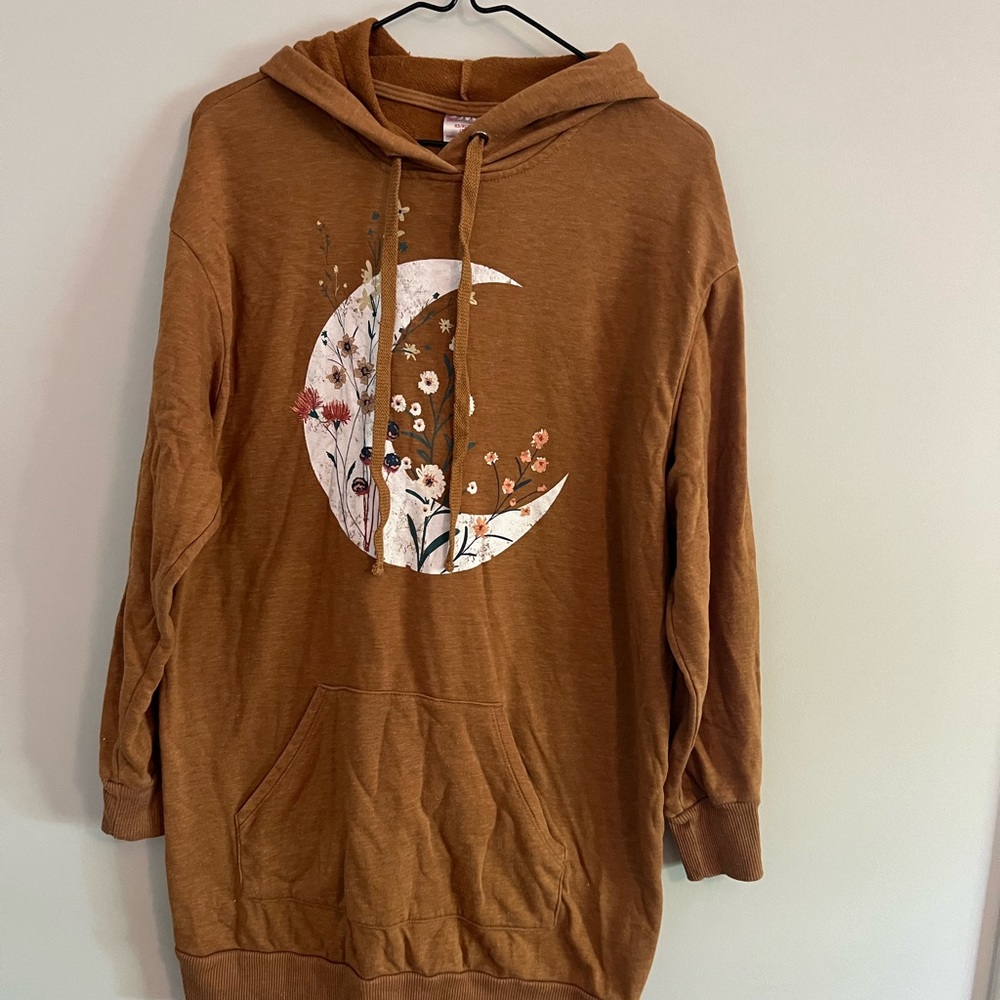 No Boundaries Brown Floral Moon Hoodie Sweater